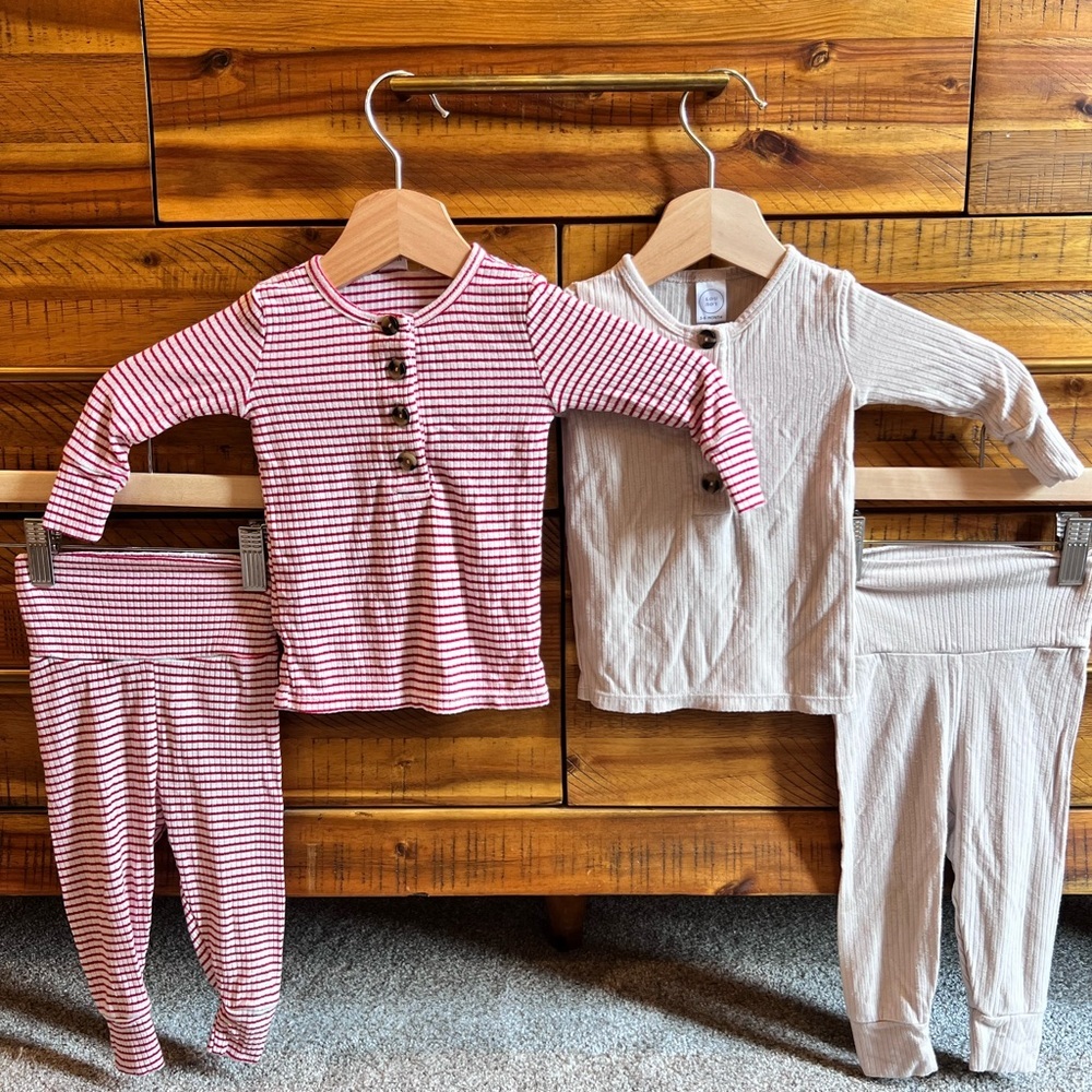 Lou Lou & Company Striped Red and Beige Kids Set